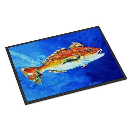 Carolines Treasures Red Fish White Spin Indoor or Outdoor Mat, 18 x 27 in. MW1212MAT